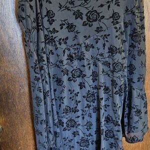 one clothing Black Floral Rose Burnout Two Piecw Long Midi Dress Goth Witchy.